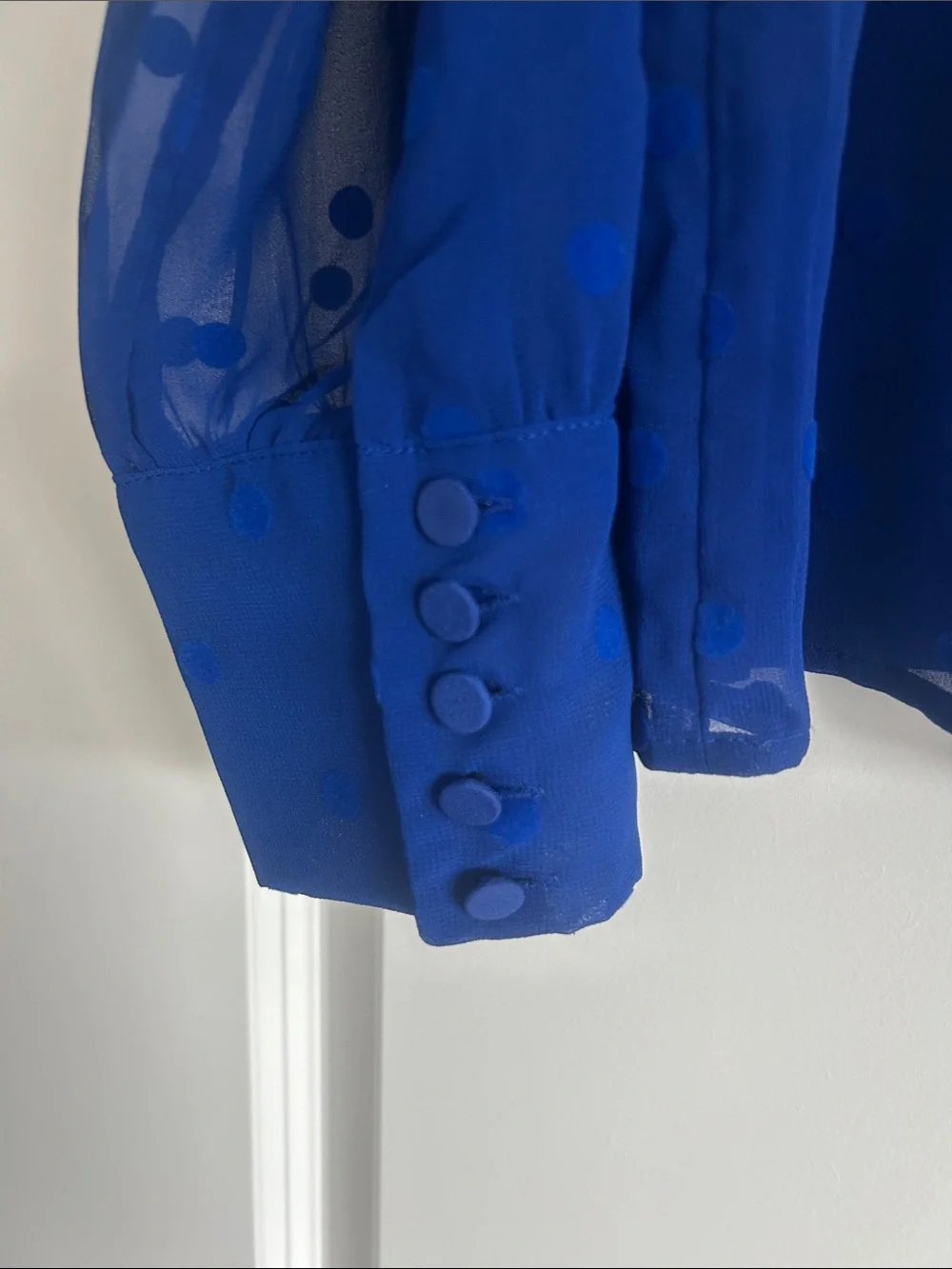 J. Crew Cobalt Blue Sheer Dot V-Neck Blouse